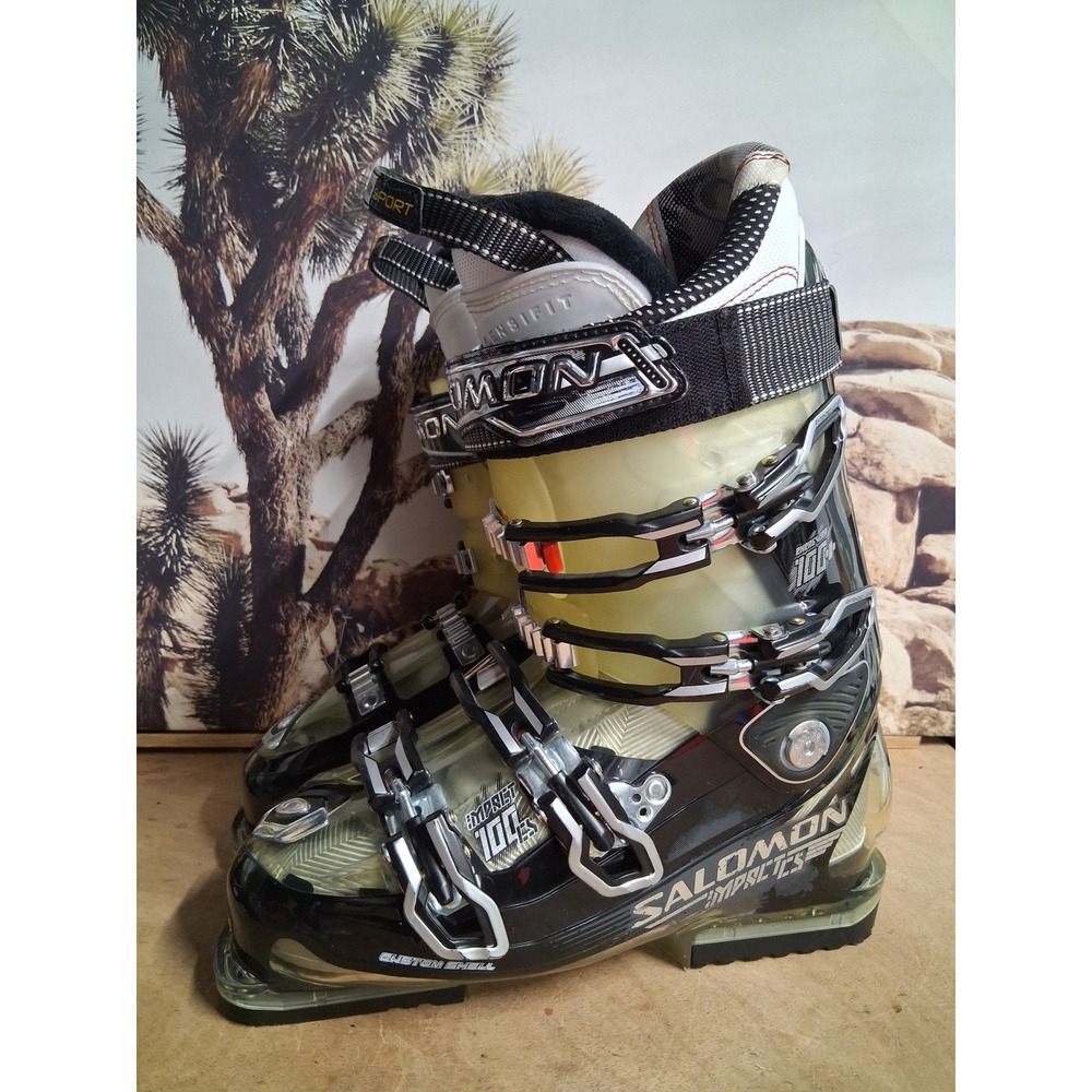Salomon Impact 100 CS Mens Downhill Ski Boots Black White 26.0 26.5 307mm
